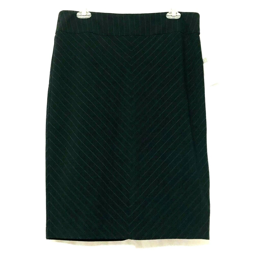 Context Womens Black Stripe Polyester Rayon Blend Skirt Size 10 New